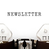 newsletter text with retro typewriter